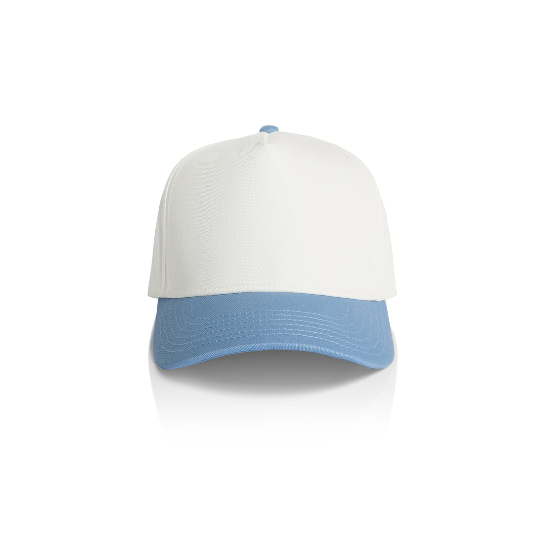 Personalised embroidered two tone hens party cap in Natural and Carolina Blue
