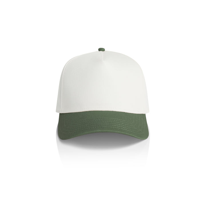 Personalised embroidered two tone hens party cap in Natural and Cypress Green