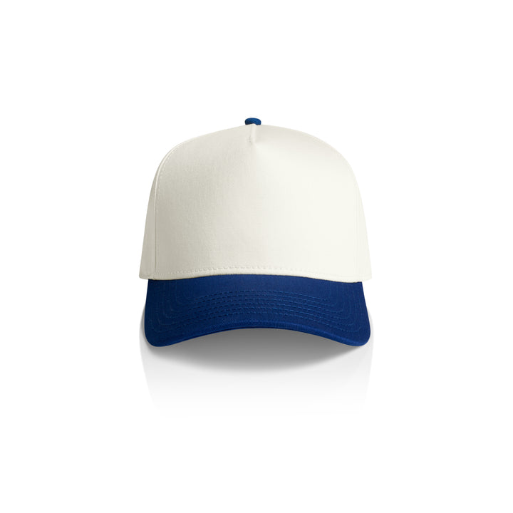 Personalised embroidered two tone hens party cap in Natural and Liberty Blue
