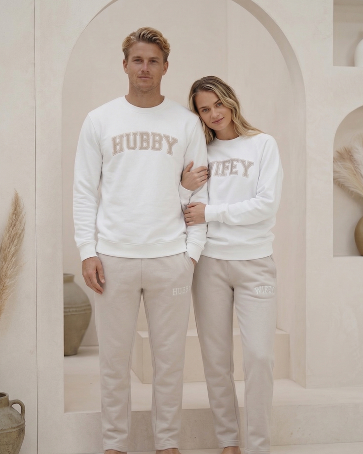Hubby Varsity Trackpants - Bone