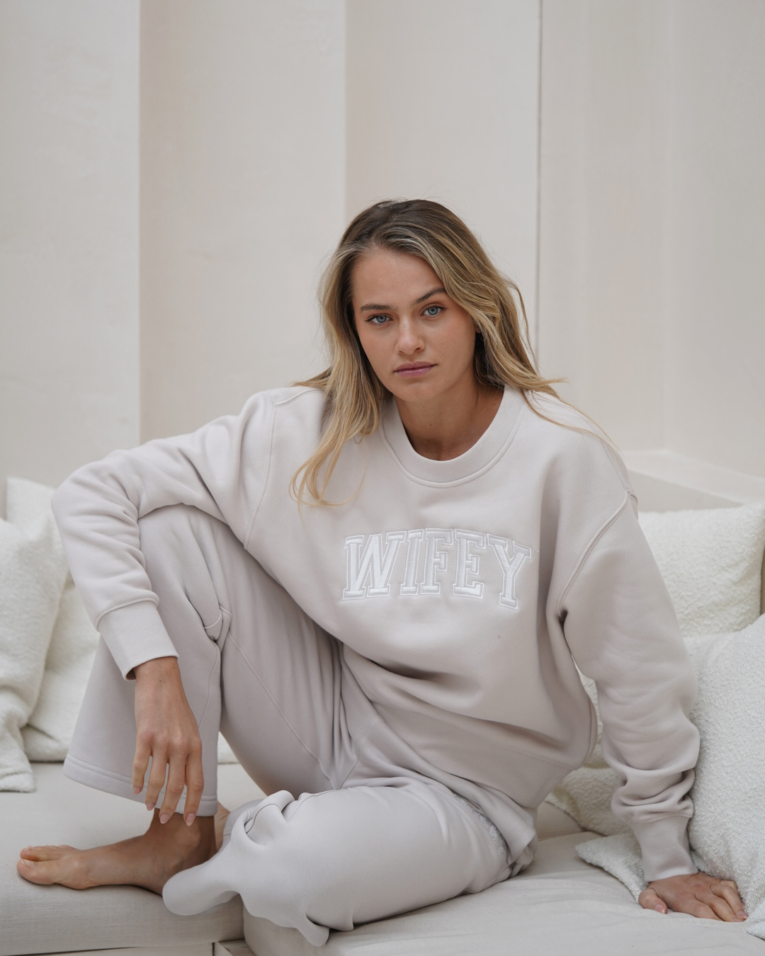 Wifey Varsity Jumper - Bone
