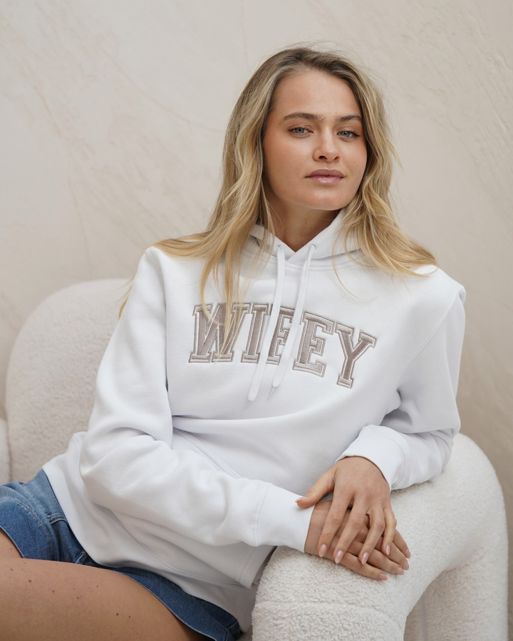 Wifey Varsity Hoodie - White