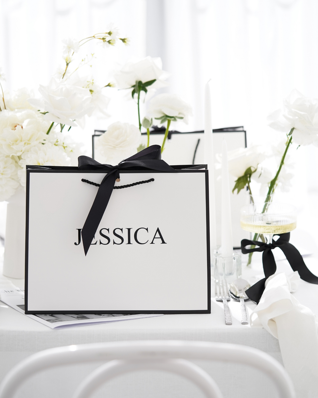 black and White Personalised Gift Bag
