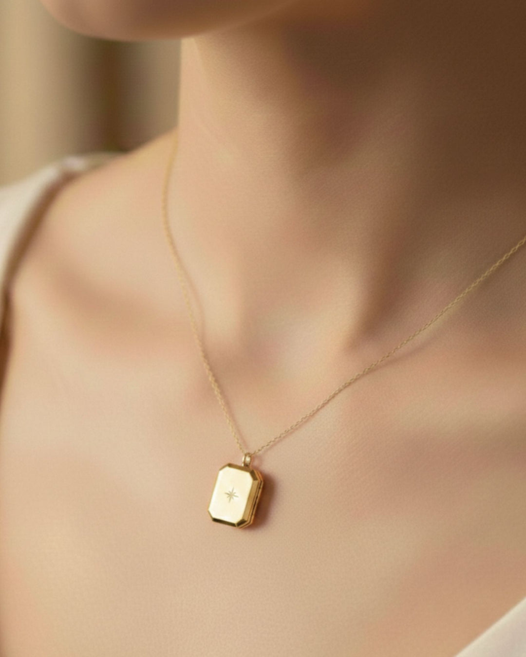 Endless Love Rectangle Photo Locket - GOLD