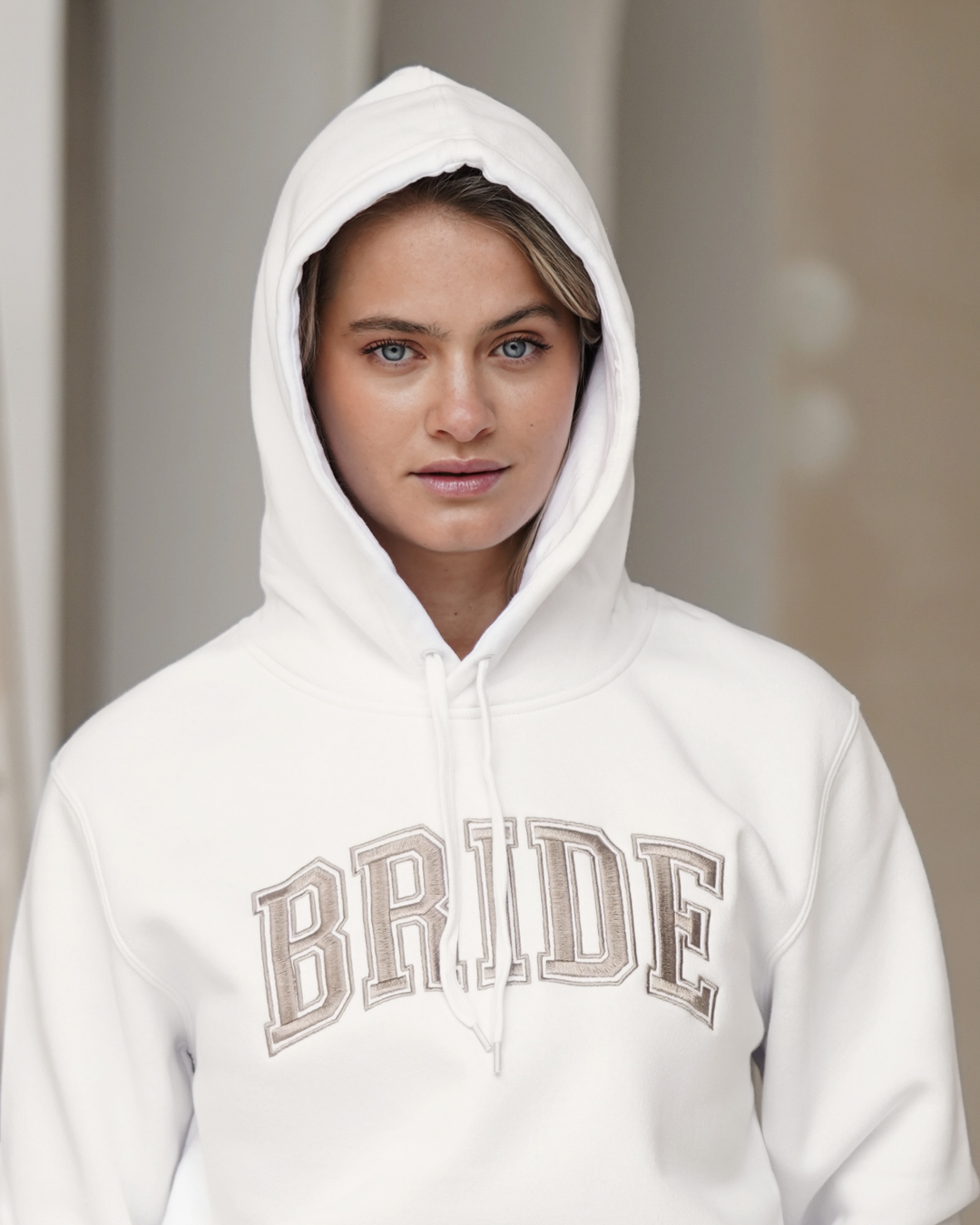 The Weekend Bride Set – Tee, Shorts, White Hoodie