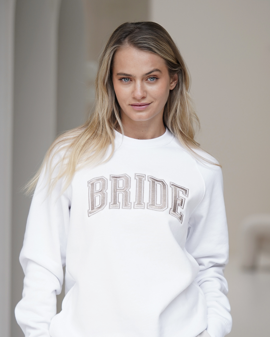 The Weekend Bride Set – Tee, Shorts, White Jumper