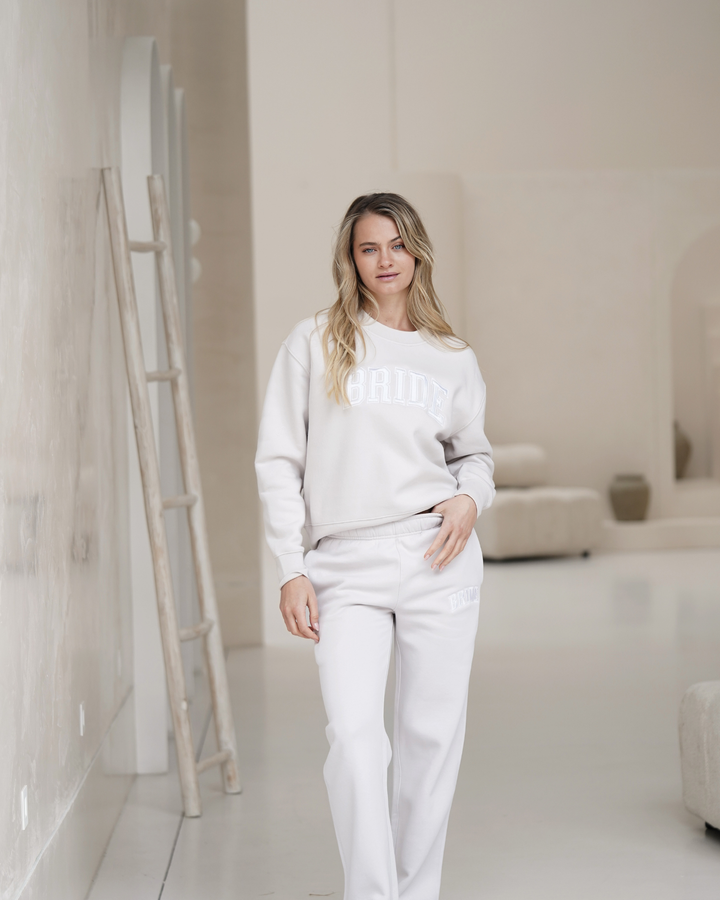 The Bride Lounge Set – Bone Jumper + Bone Trackpants