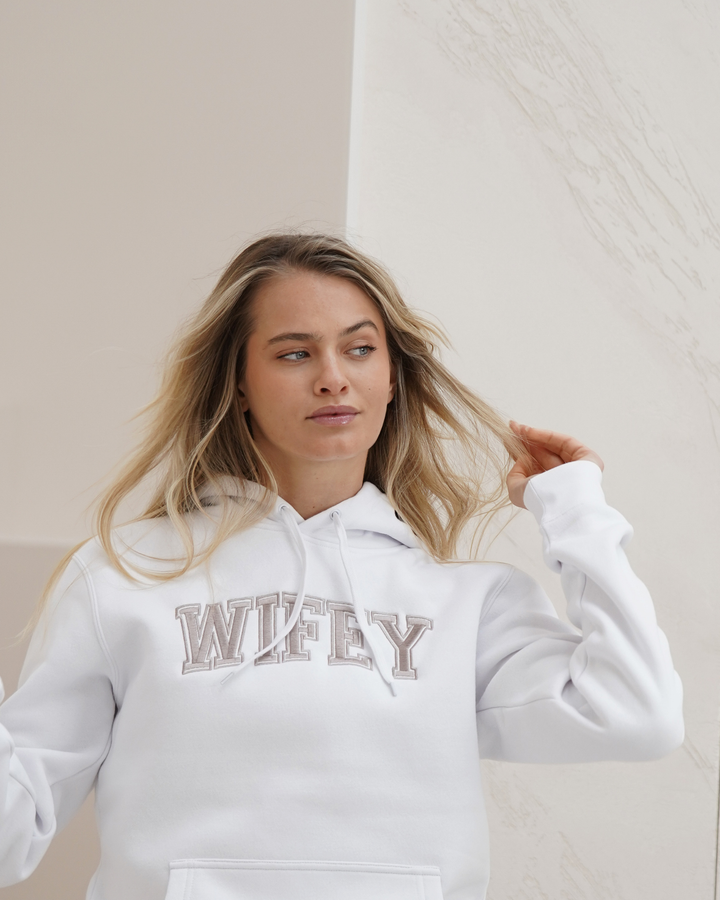 Wifey Varsity Hoodie - White