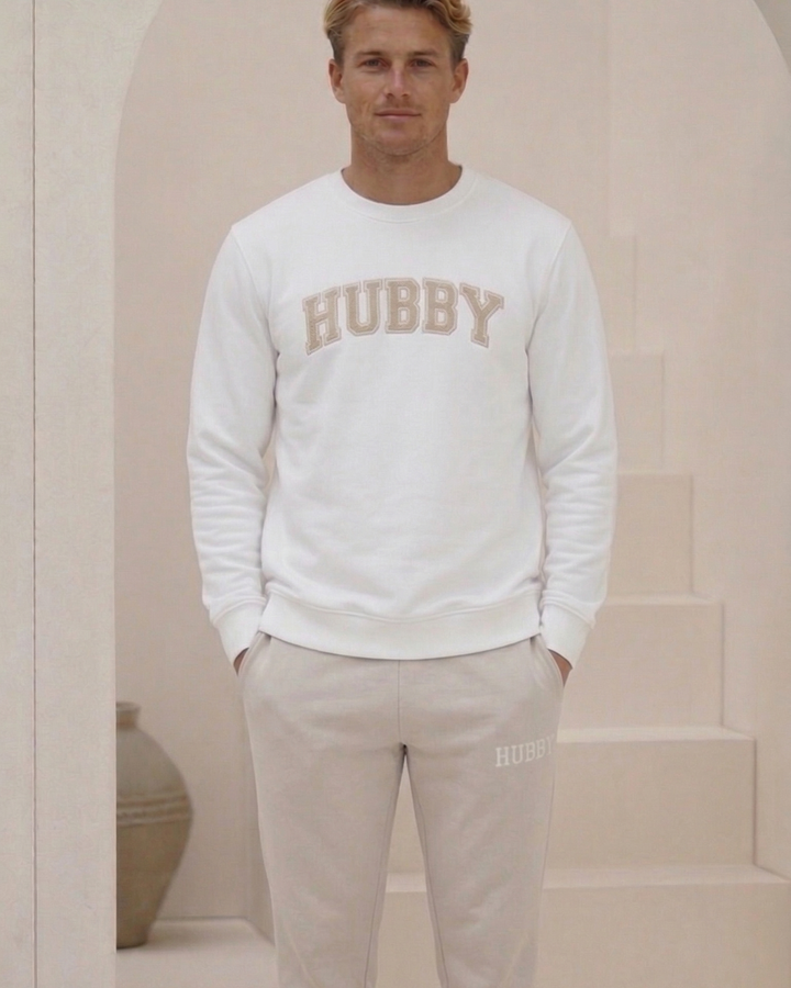 Hubby Varsity Trackpants - Bone