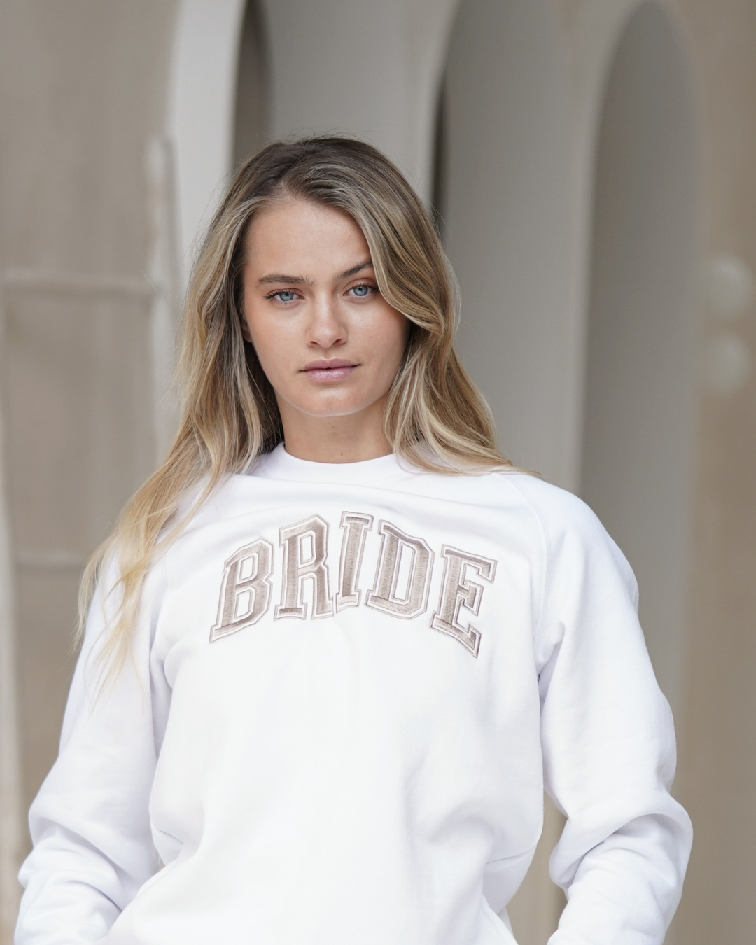 The Bride Lounge Set – White Jumper + White Trackpants