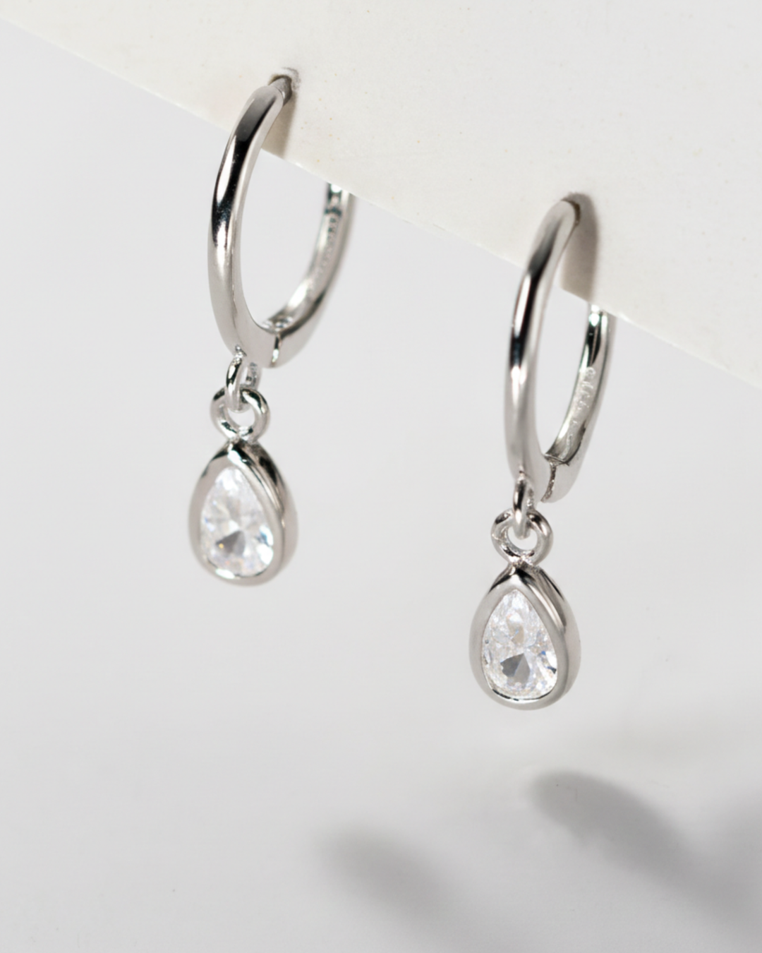 Gracie Teardrop Huggie Earrings – Silver