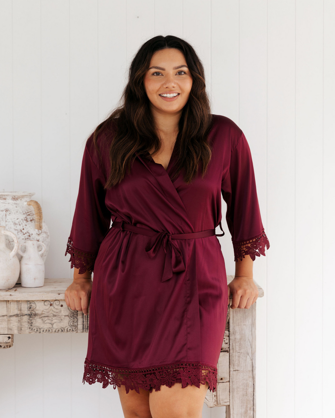 Rosie Lace Bridesmaid Satin Robe