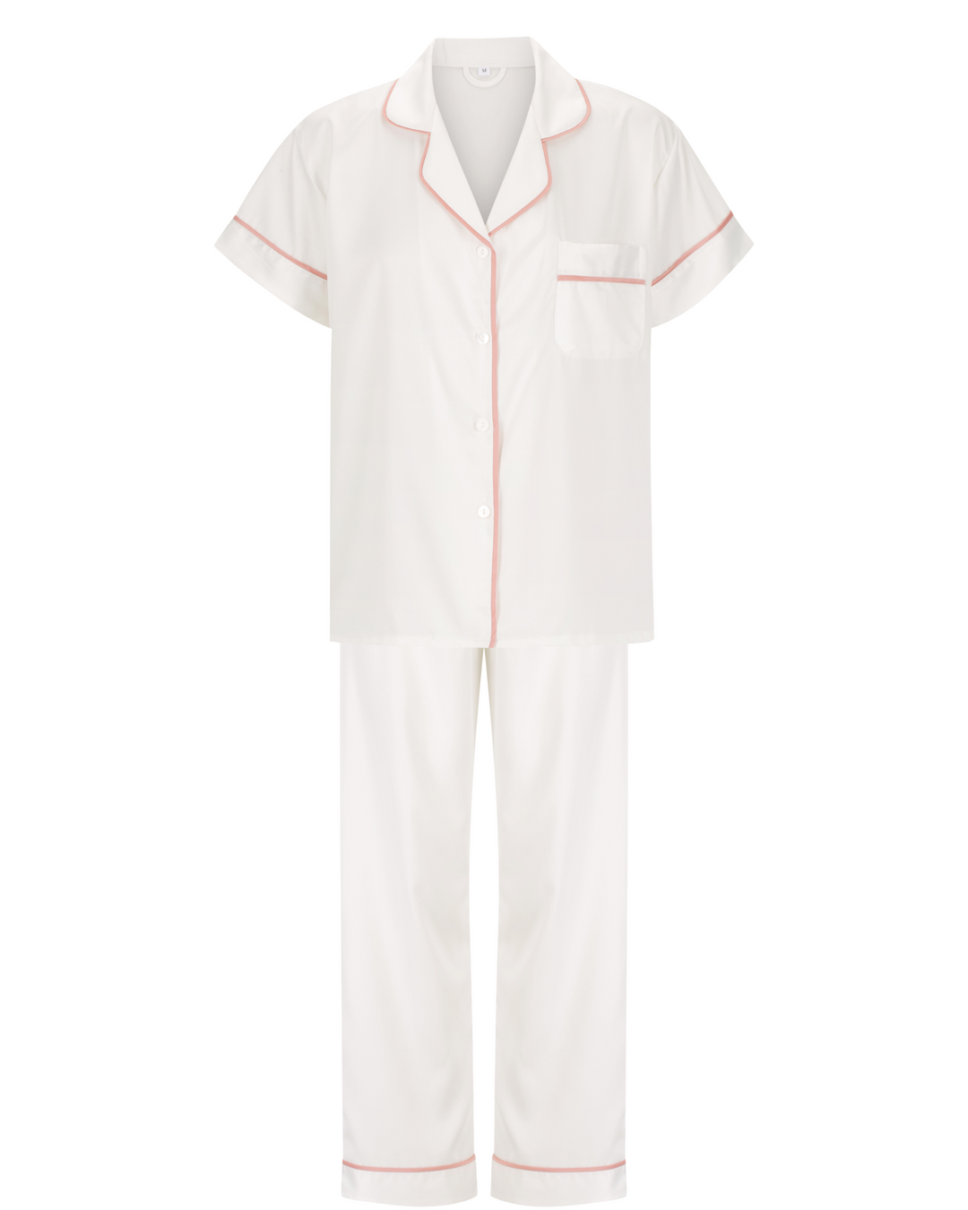 Ava Pyjamas- White /Rose Trim