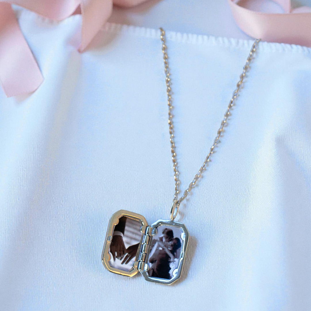 Endless Love Rectangle Photo Locket - SILVER