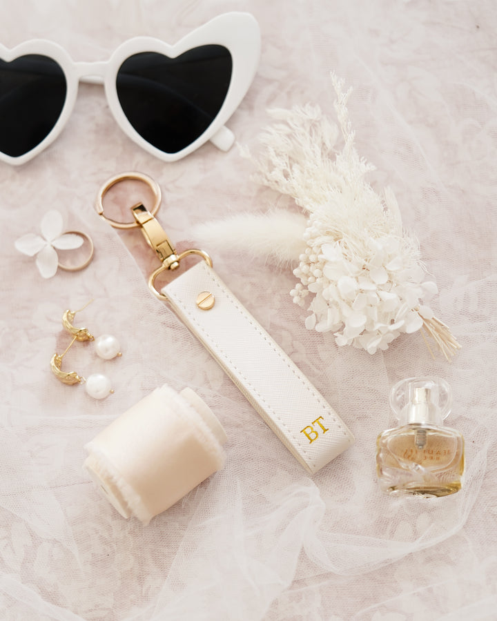 Monogrammed Clutch + Free Matching Keychain (White)