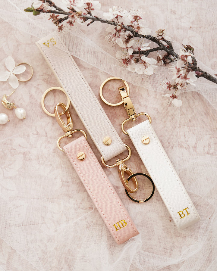 Monogrammed Clutch + Free Matching Keychain (White)