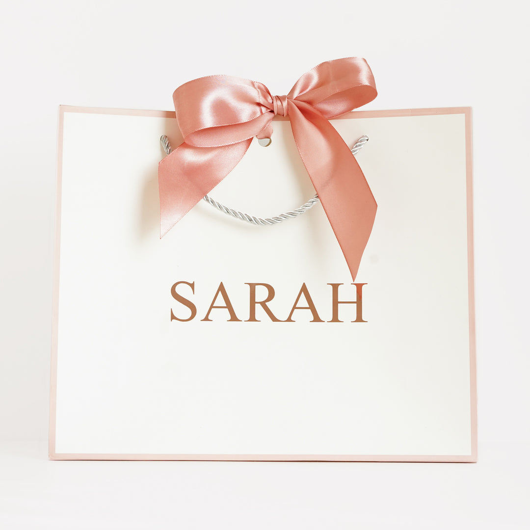 Rose Pink and White  Personalised Gift Bag