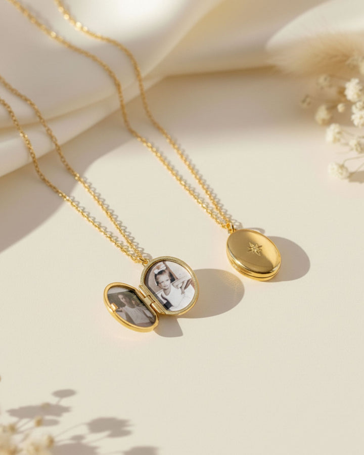 Endless Love Oval Photo Locket - GOLD