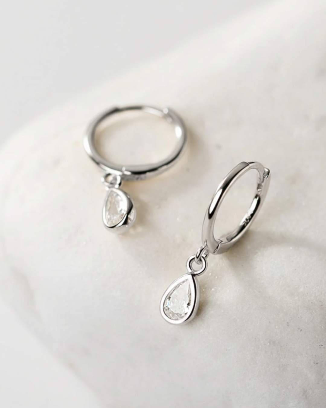 Gracie Teardrop Huggie Earrings – Silver