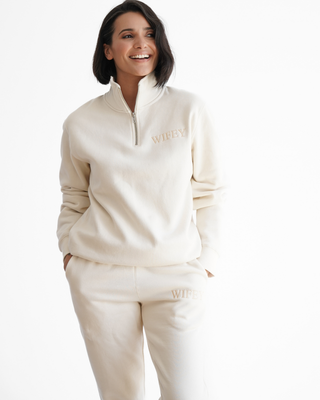 BRIDE/WIFEY LOUNGEWEAR QUARTER ZIP CREW