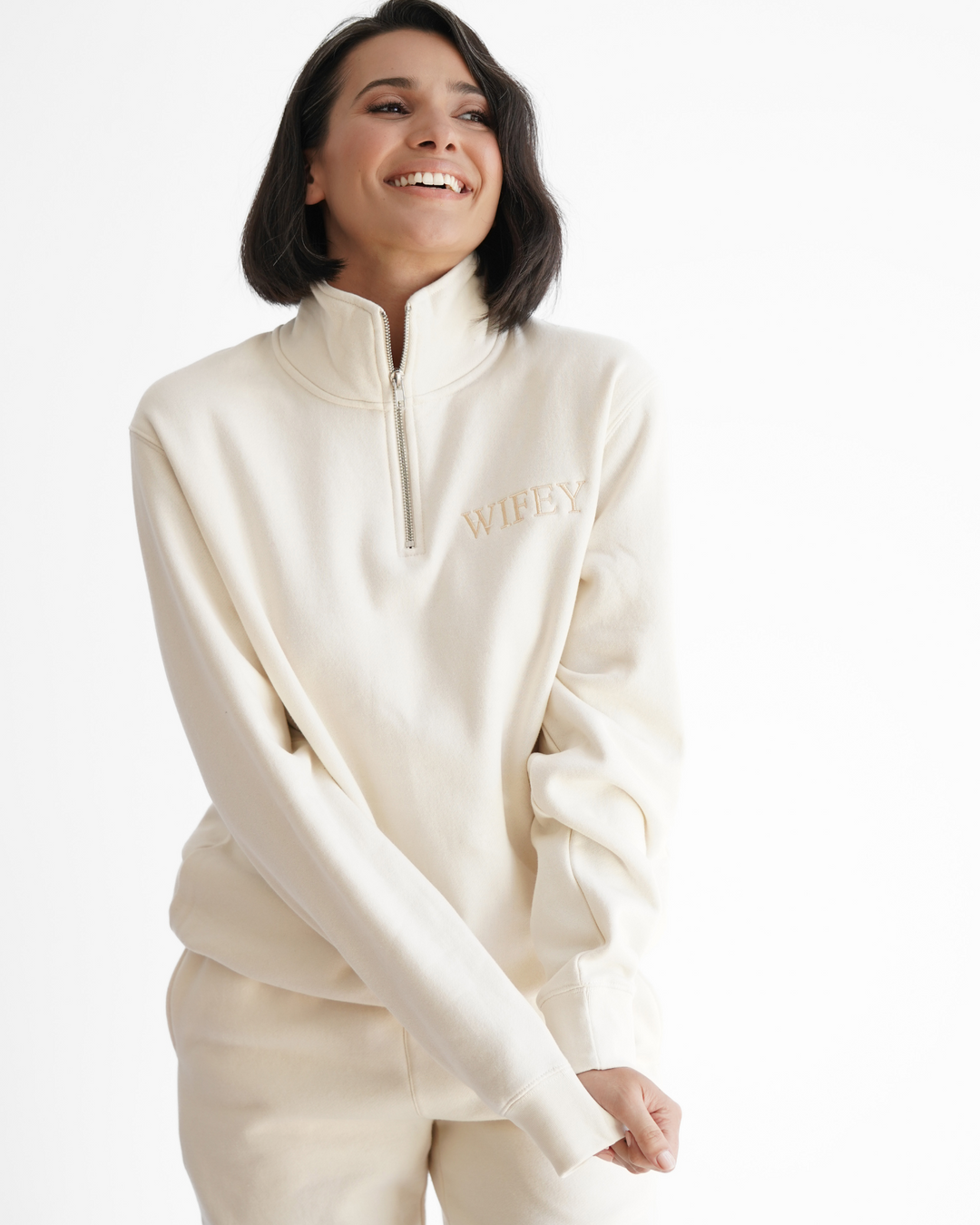 BRIDE/WIFEY LOUNGEWEAR QUARTER ZIP CREW