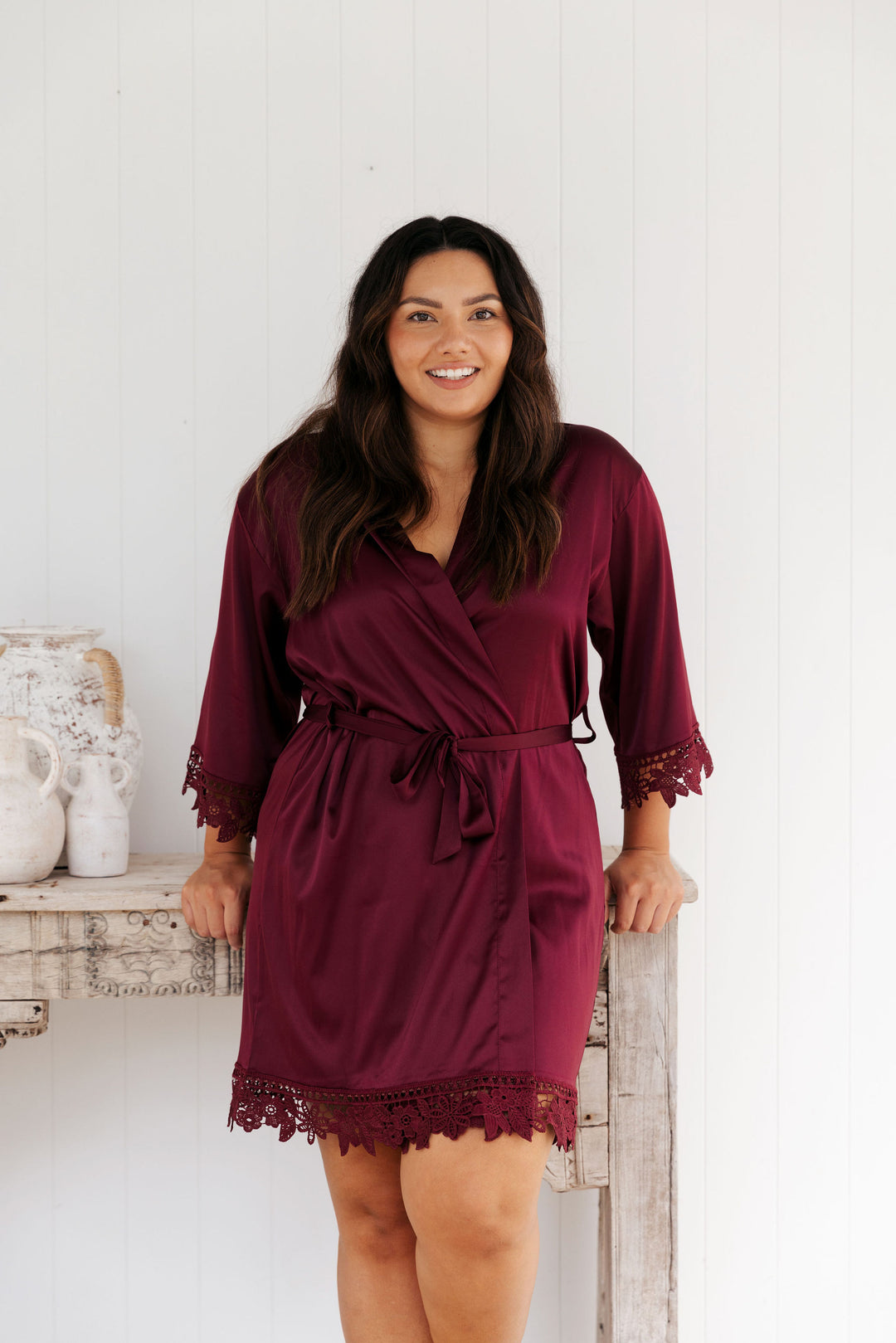 Rosie Lace Robe - Rust