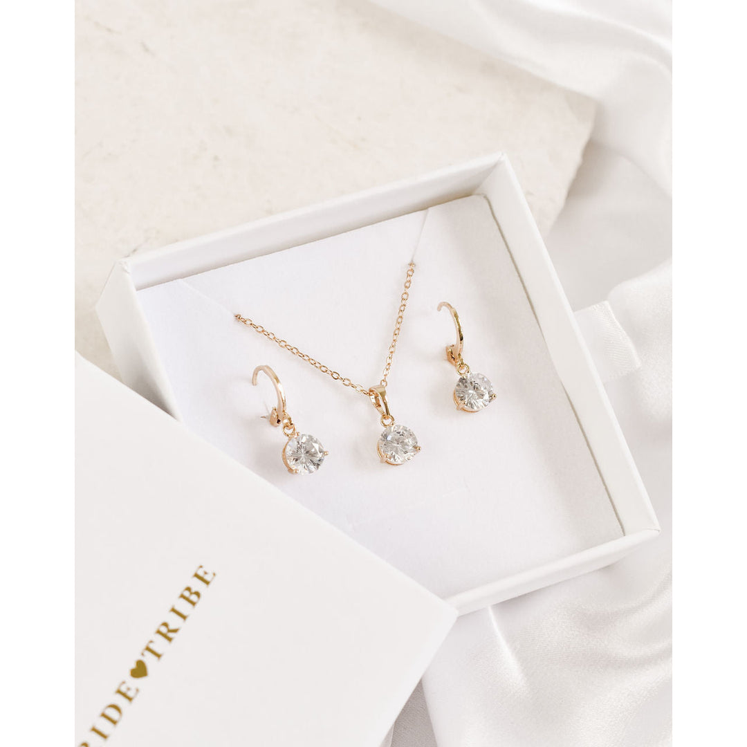 Genevieve Pendant and Earring Set - Gold