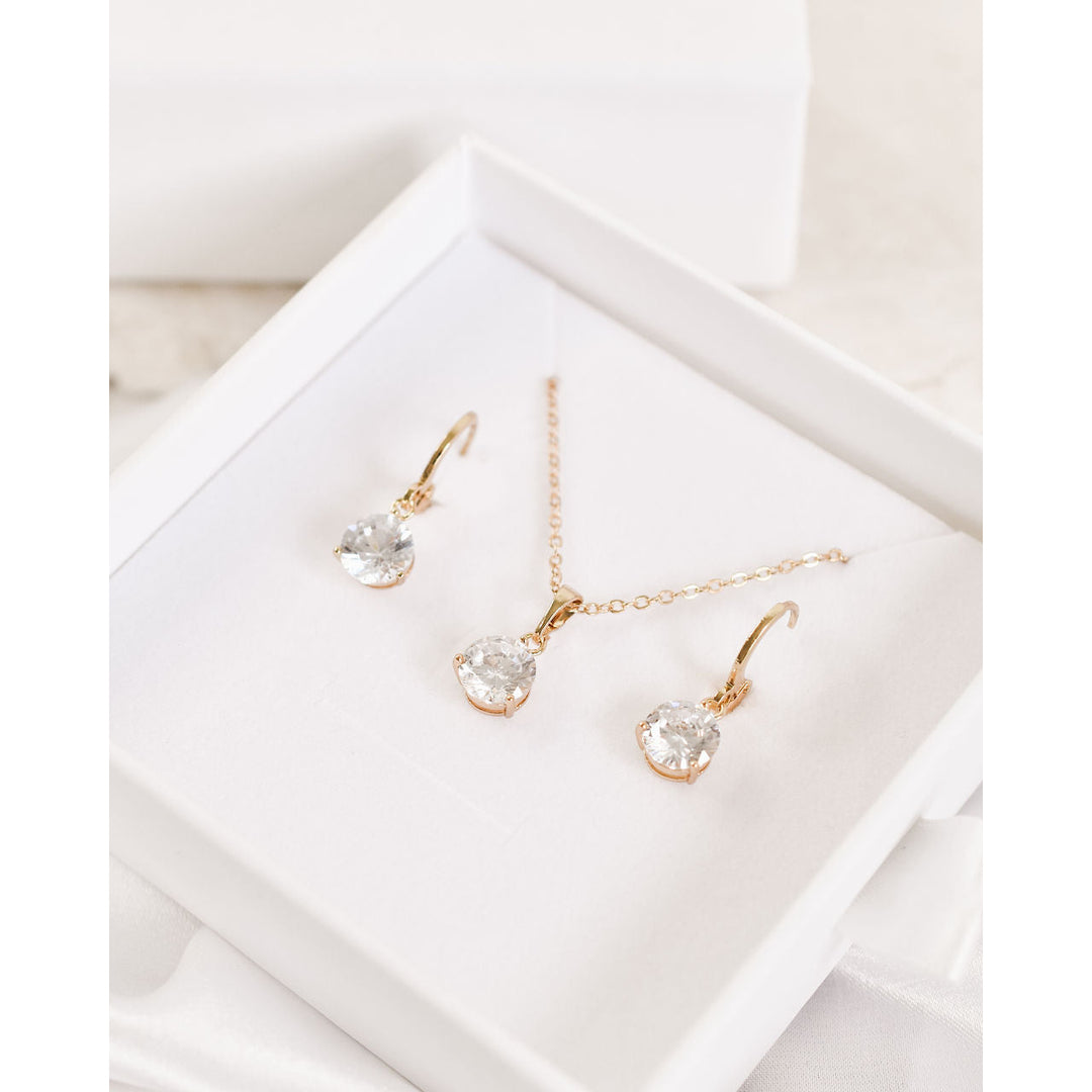 Genevieve Pendant and Earring Set - Gold
