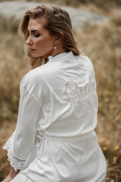 Getting Ready Bridesmaid Box - Classic Satin Embroidered Robe